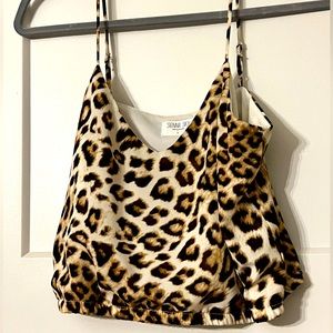 Sienna Sky Cheetah cropped tank top